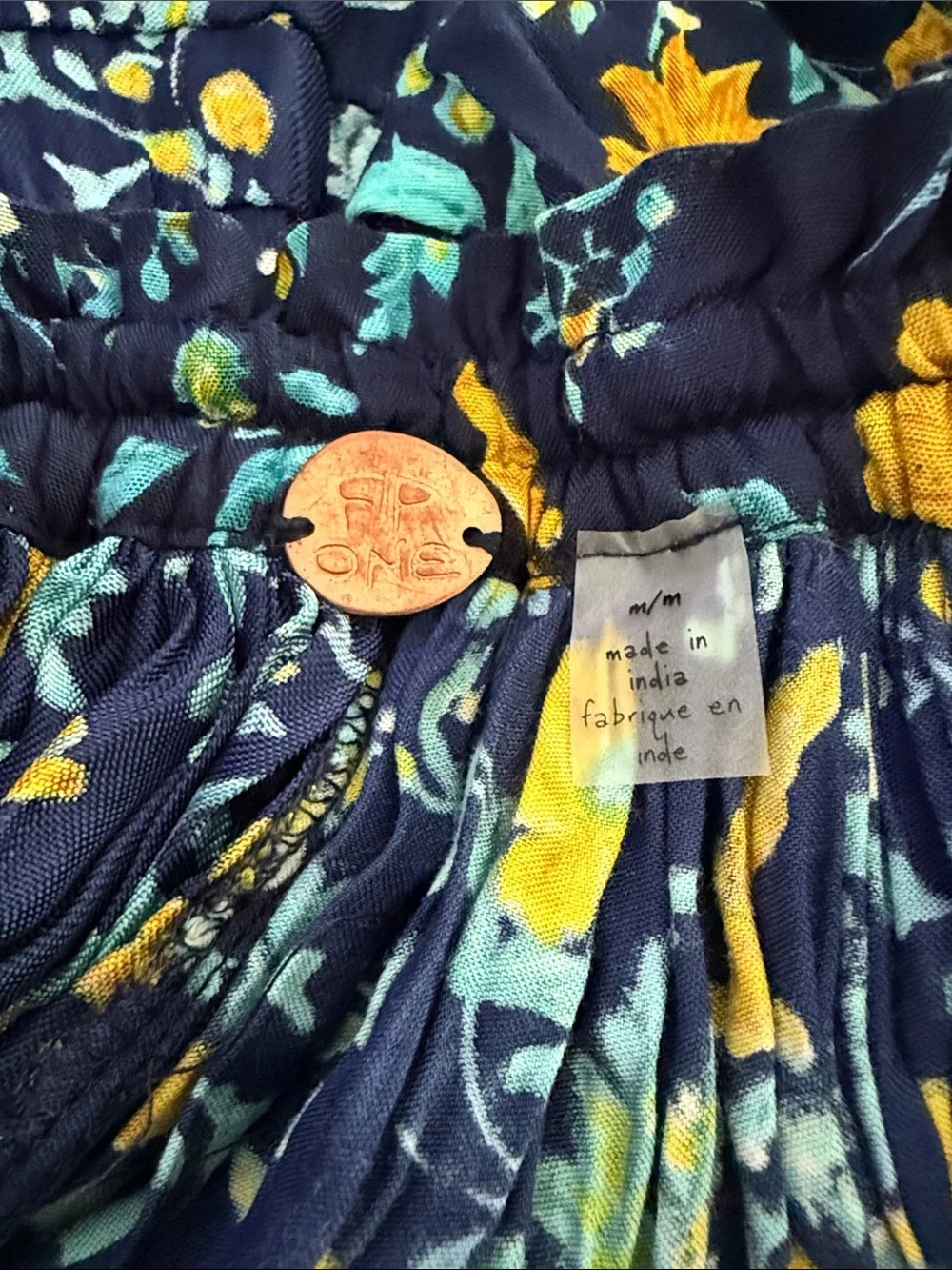 Free People FP One Third Charm Mini Skirt Navy Floral Tiered NWT Size M